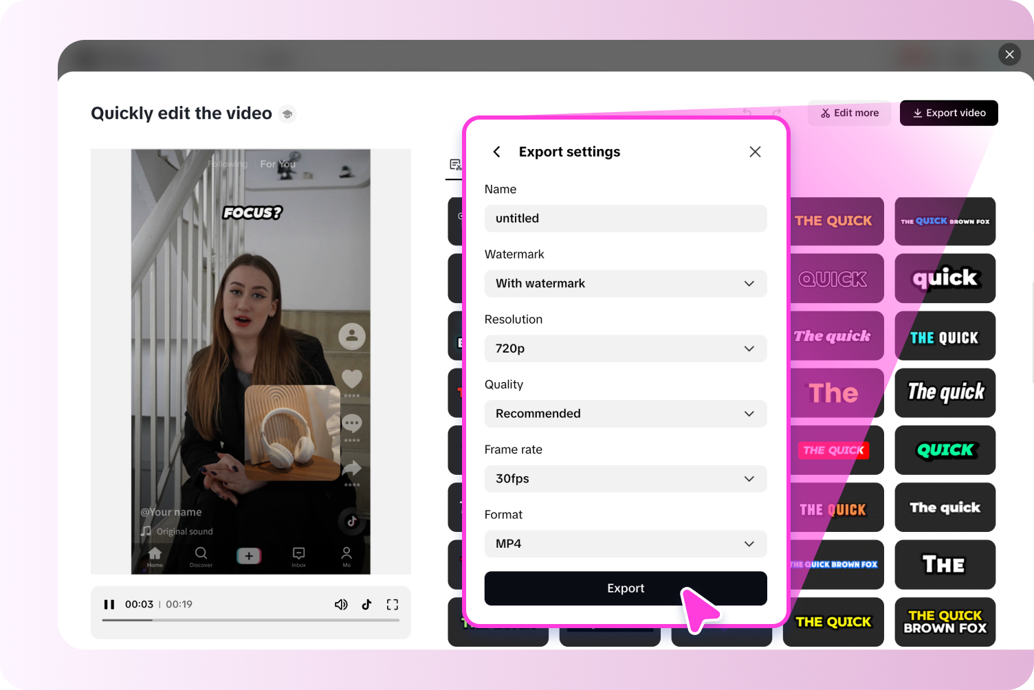 Экспортируйте видео.